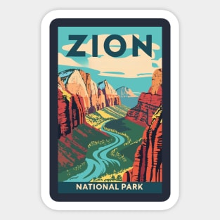 A Vintage Travel Art of the Zion National Park - Utah - US Sticker